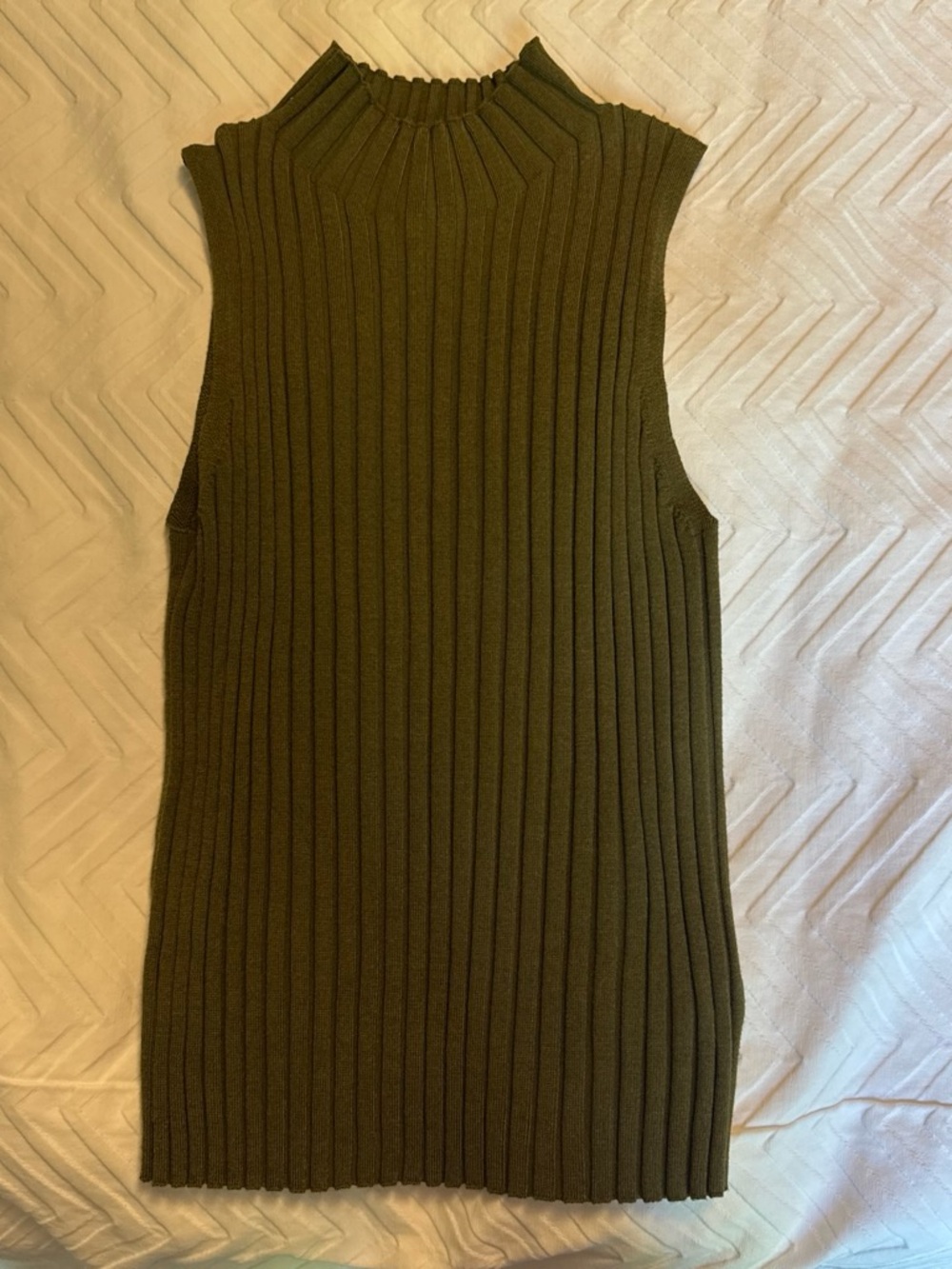 a new day Olive Ribbed Sleeveless Mock Neck Tank